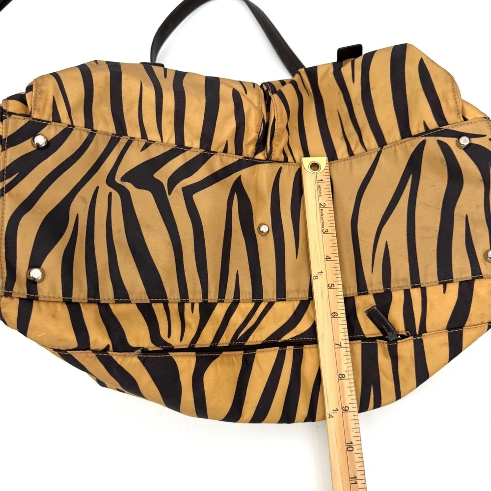 TUMI Tiger Zebra Cortina Boarding Bag Nylon Travel Tote Weekender Leather Trim